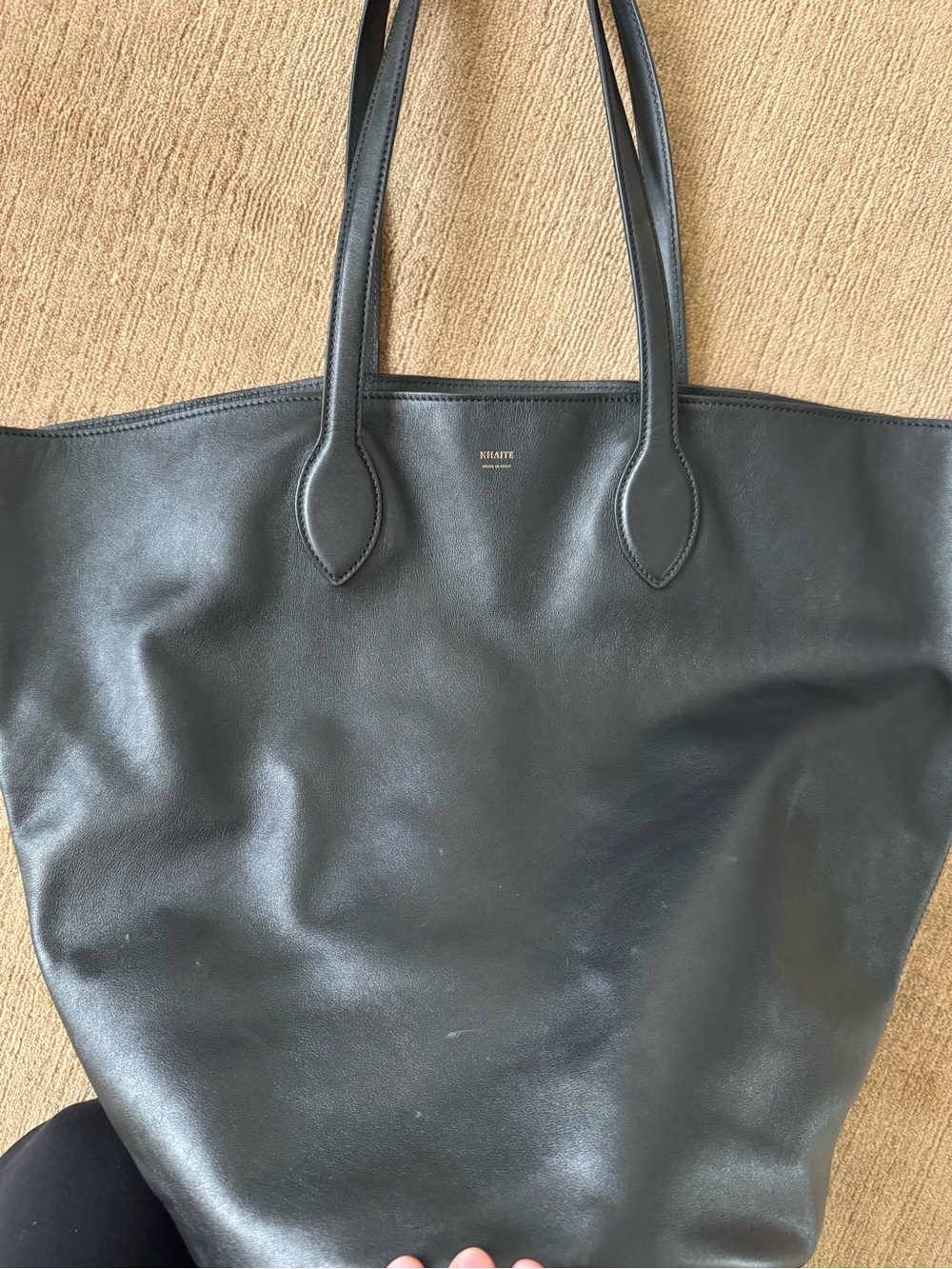 KHAITE Black Leather Tote